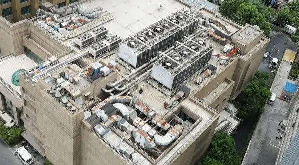 Another view showing the extent of large HVAC systems exposed to guestrooms.