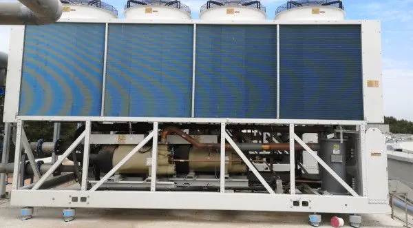 Typical air-cooled chiller with compressor unwrapped