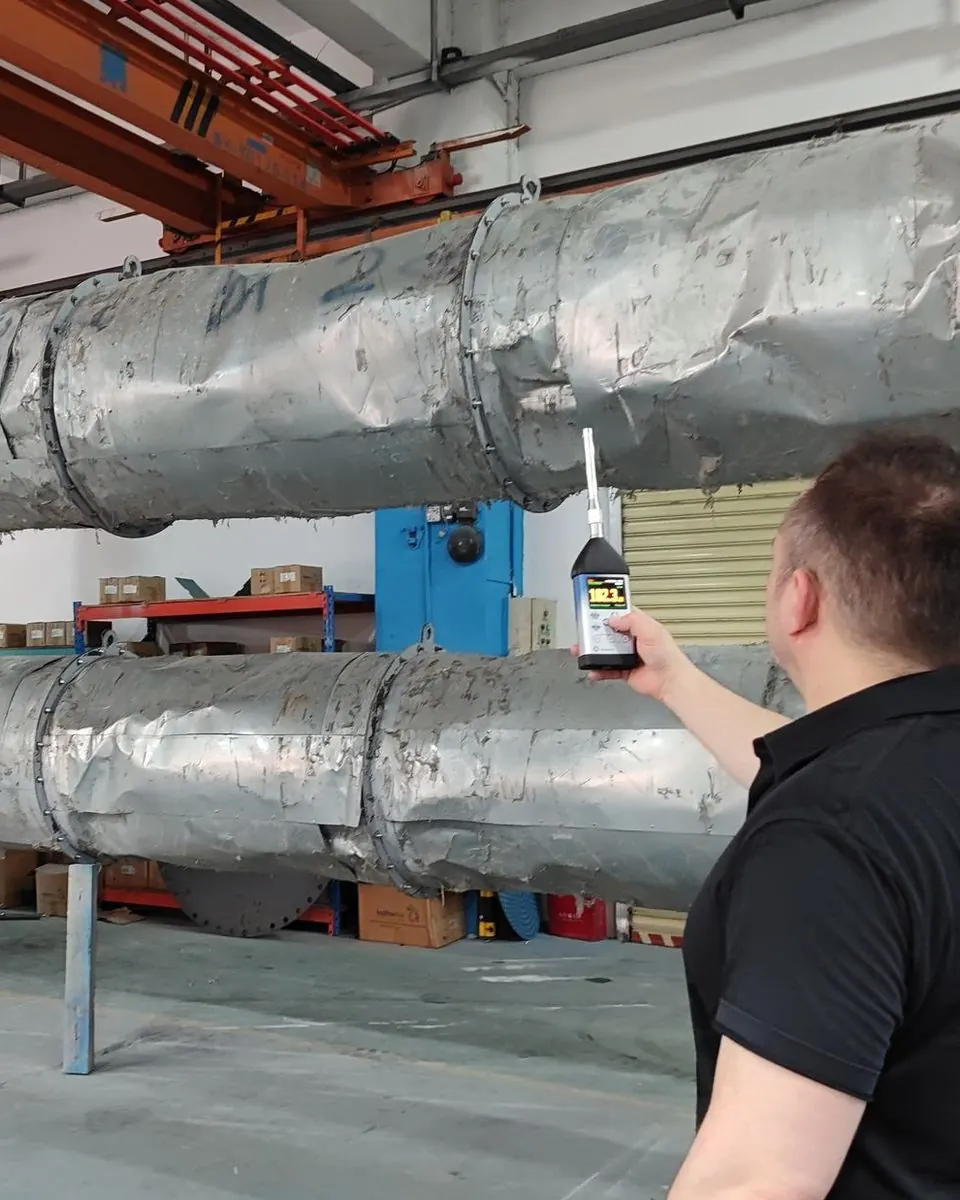 Noise testing of industrial fan equipment