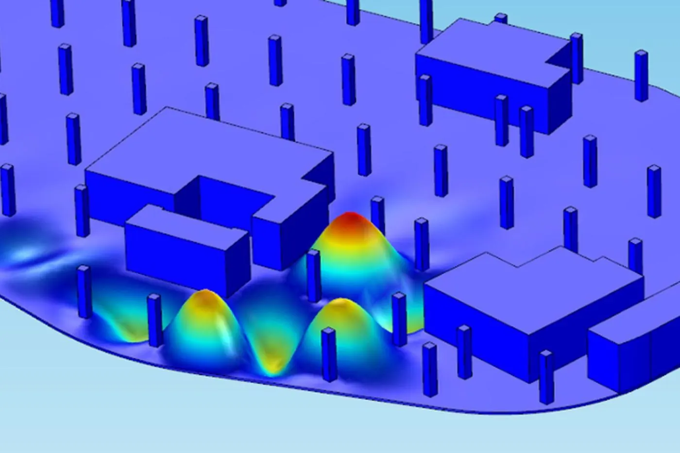 Finite element model showing floor vibration modes